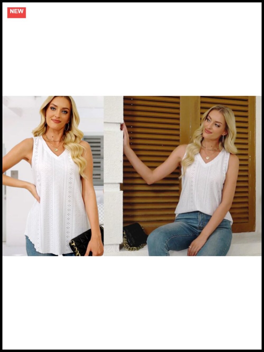 Womens V Neck Sleeveless Tank Top Loose Fit Flowy Summer Casual - Picture 6 of 6